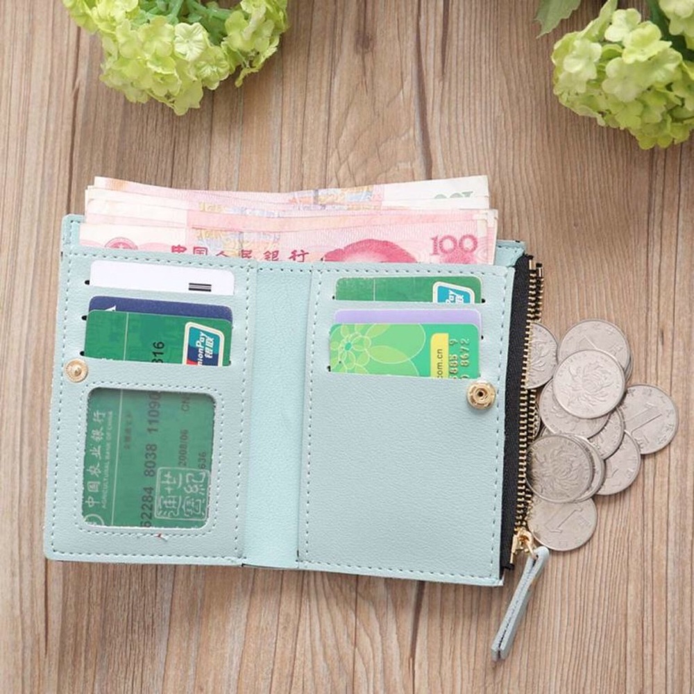 Vegan Leather Robin’s Egg Blue Embroidered Wallet - Picture 5 of 9